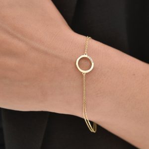 14 Ayar Halka Taşlı 1.40 Gr. Altın Bileklik