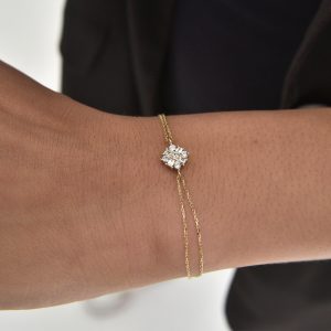 14 Ayar Çiçek Taşlı Altın 1.44 Gr. Bileklik